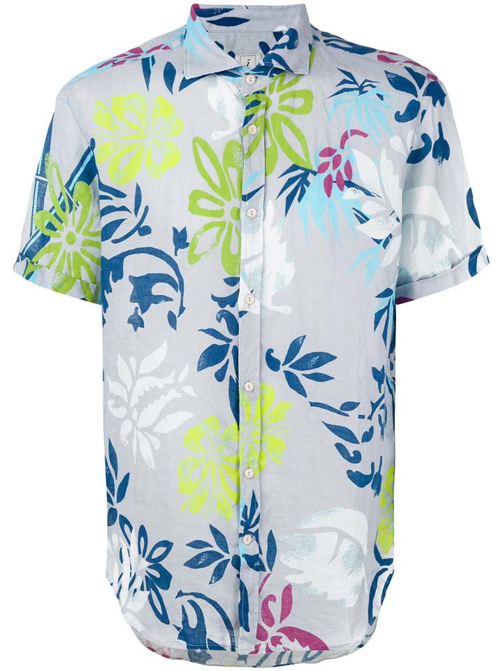Drumohr - Floral Print Shirt - Men - Linen/flax - M, Blue, Linen/flax