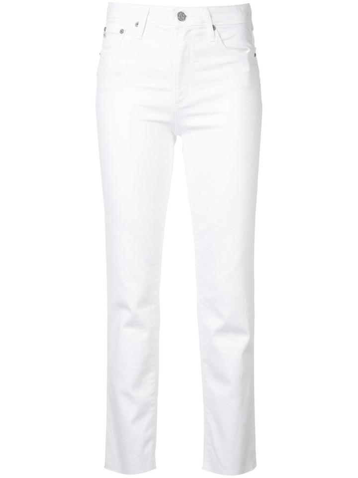 Ag Jeans Isabelle High-rise Straight Crop Jeans, Women's, Size: 30, White, Cotton/polyurethane