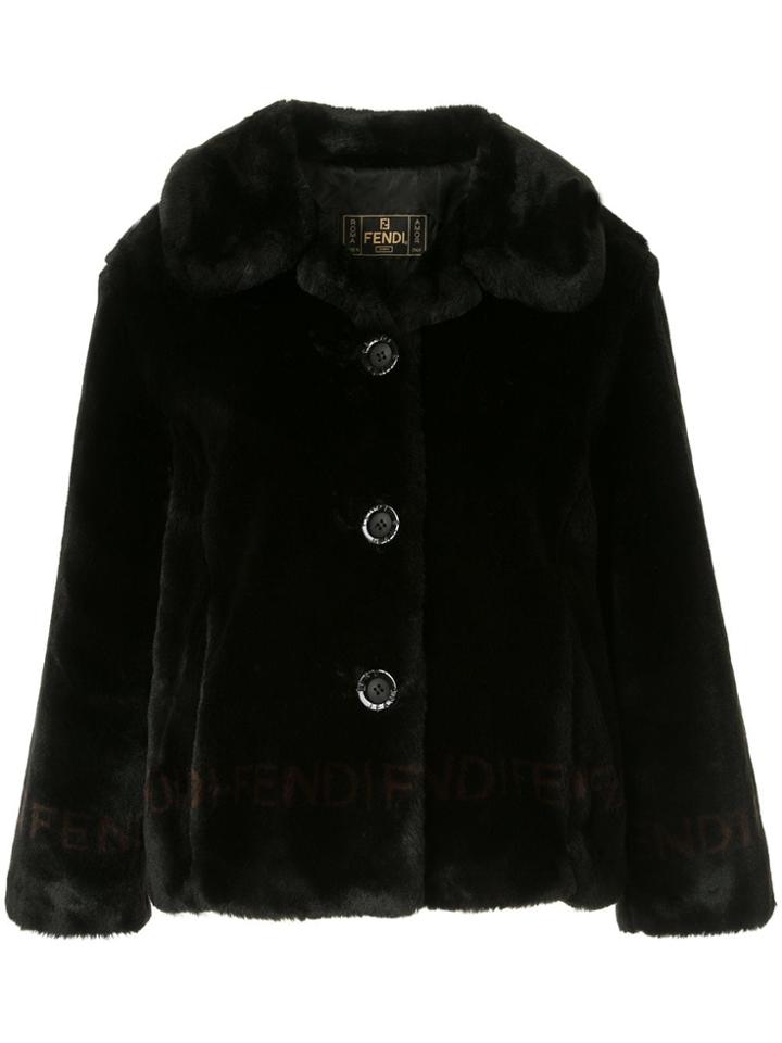 Fendi Pre-owned Logo Trim Jacket - Black