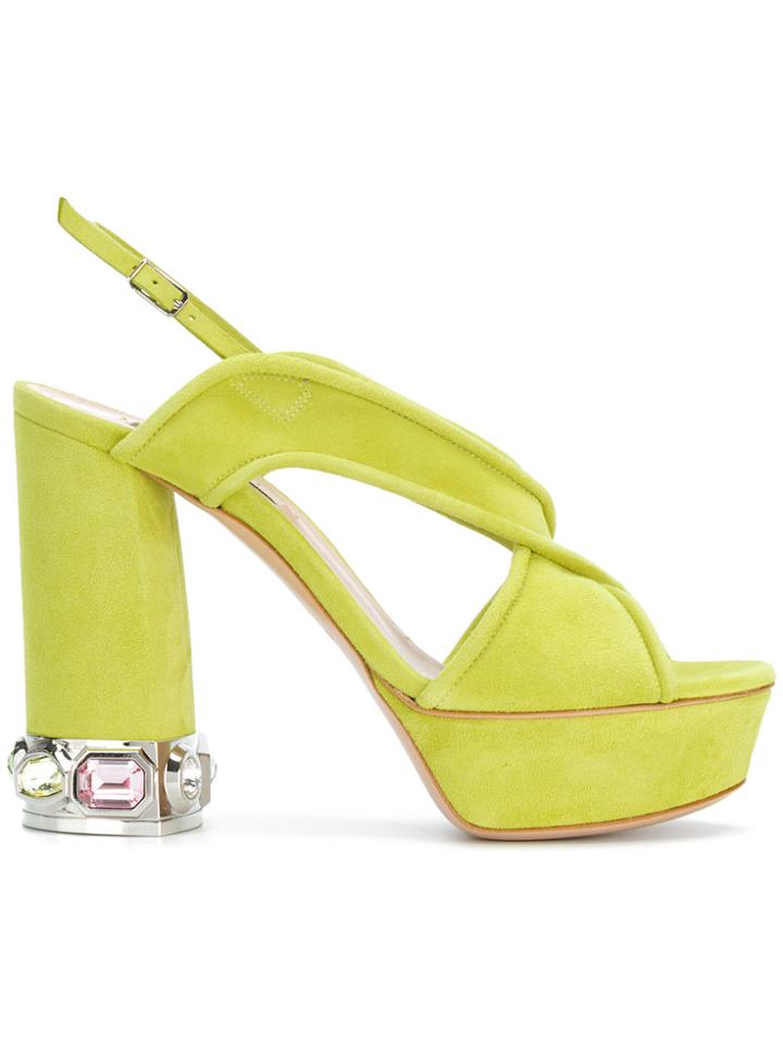 Casadei Crystal-embellished Sandals - Green