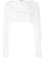 Chalayan - Cropped Cuff Detail Blouse - Women - Cotton - 40, White, Cotton