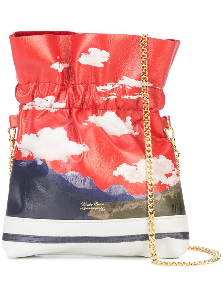 Undercover Print Drawstring Shoulder Bag - Red
