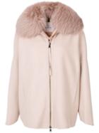 Moncler Padded Fur Collar Coat - Pink
