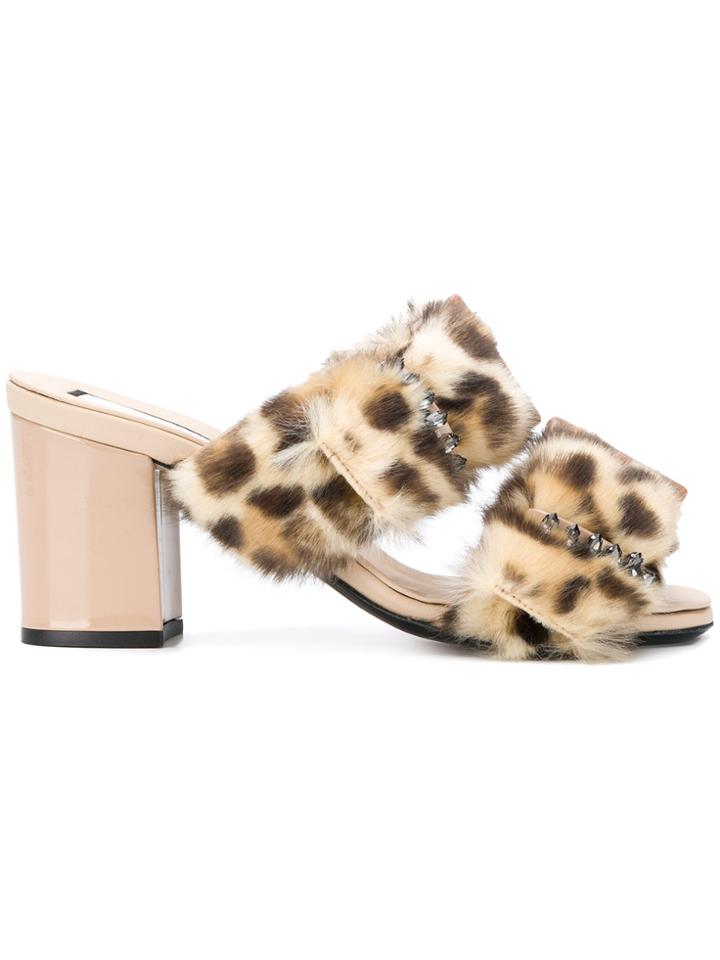 No21 Buckle-detail Faux Fur Mules - Nude & Neutrals