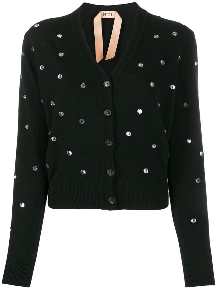 Nº21 Crystal Embellished Cardigan - Black