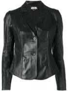 Desa 1972 - Fitted Leather Blazer - Women - Cotton/leather - 44, Women's, Black, Cotton/leather