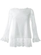 Guild Prime Lace Overlay Ruffle Sleeve Shirt