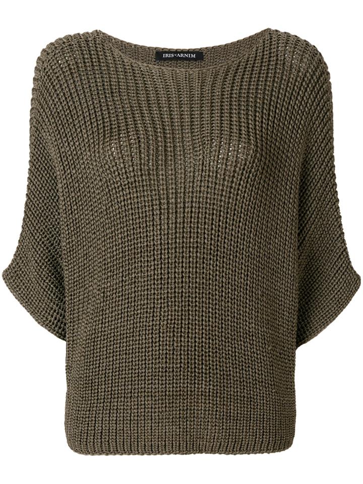 Iris Von Arnim Three-quarter Sleeved Knit Jumper - Brown