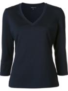 Lafayette 148 V-neck Jumper, Women's, Size: Large, Blue, Cotton/spandex/elastane