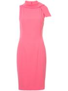 Badgley Mischka Asymmetric Sleeves Dress - Pink & Purple