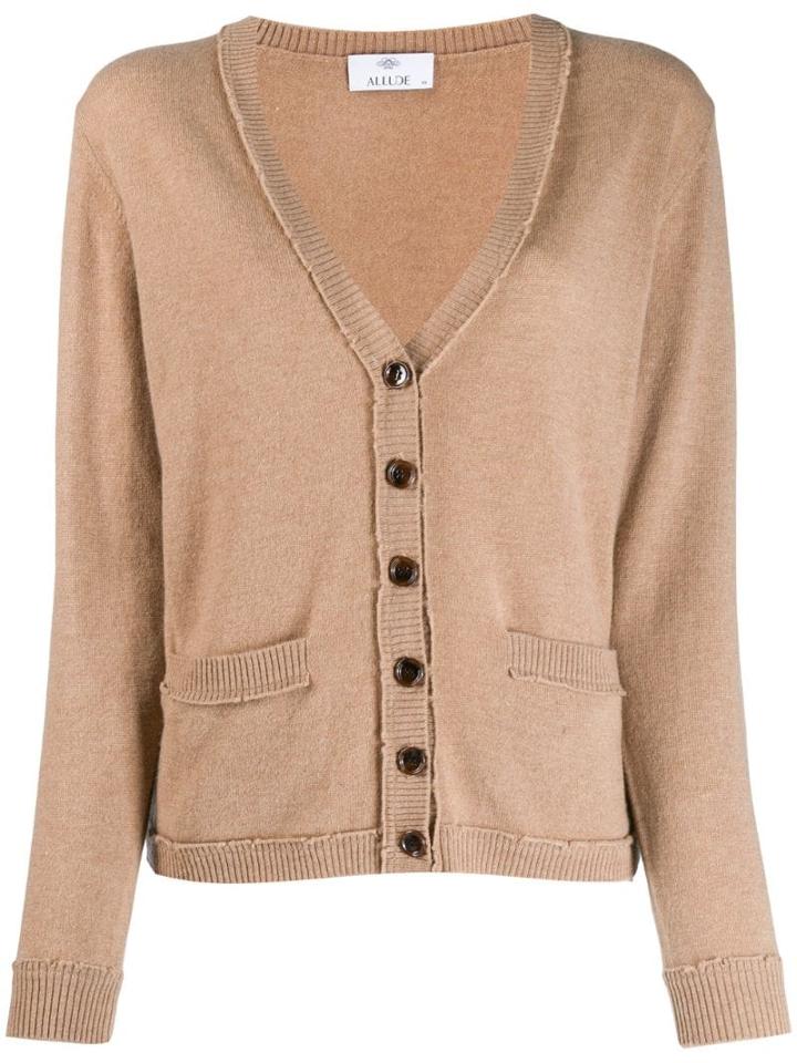 Allude V-neck Cardigan - Brown