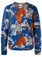 Gucci - Tiger Print Sweatshirt - Men - Cotton - L, Blue, Cotton