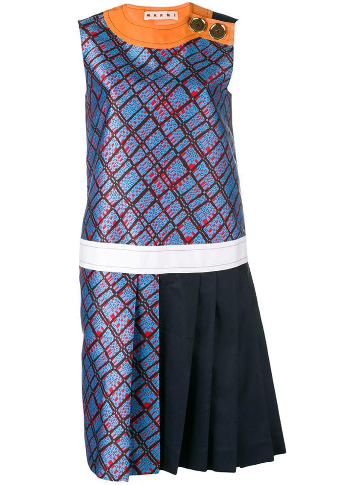 Marni Patterned Shift Dress - Blue
