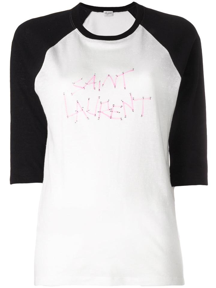 Saint Laurent Logo Print Raglan T-shirt - White