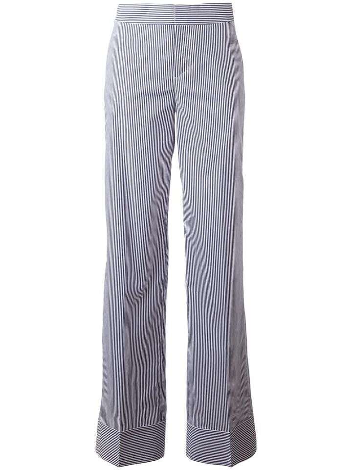 Dsquared2 Pinstripe Wide Trousers, Women's, Size: 38, Blue, Cotton/polyamide/spandex/elastane