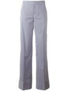 Dsquared2 Pinstripe Wide Trousers, Women's, Size: 38, Blue, Cotton/polyamide/spandex/elastane