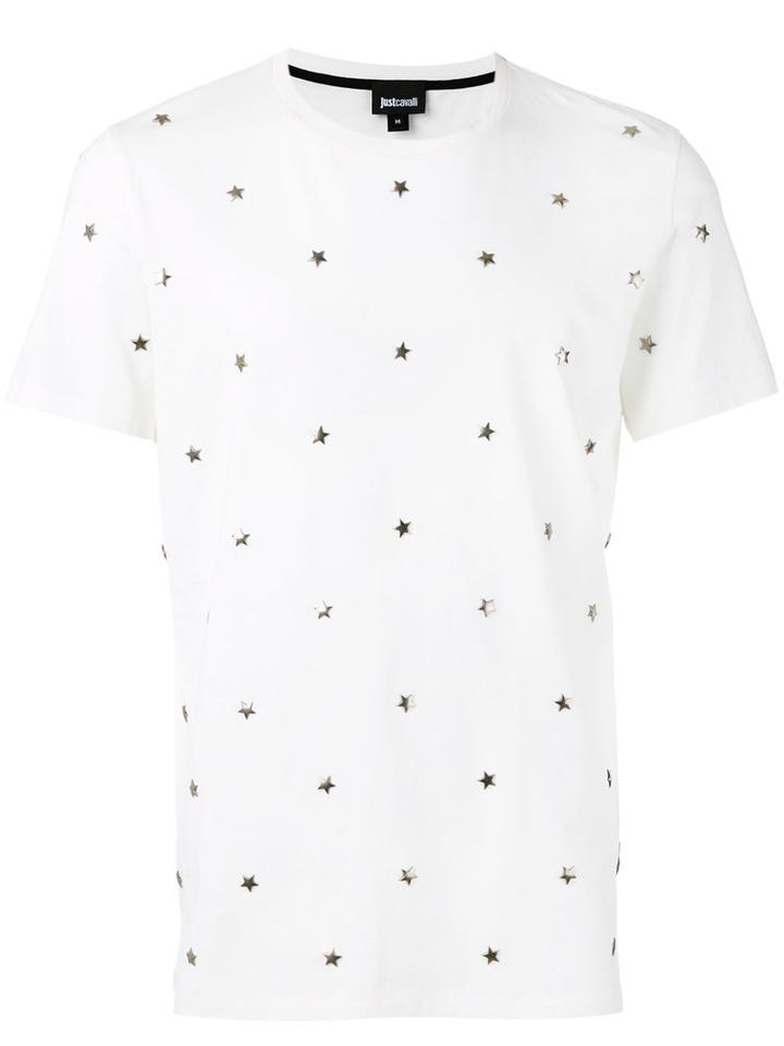 Just Cavalli Studded Star T-shirt, Men's, Size: Small, White, Cotton