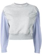 3.1 Phillip Lim Pinstripe Sleeve Sweatshirt - Grey