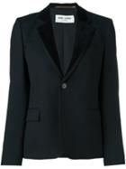 Saint Laurent Single Button Blazer, Women's, Size: 44, Black, Silk/cotton/wool