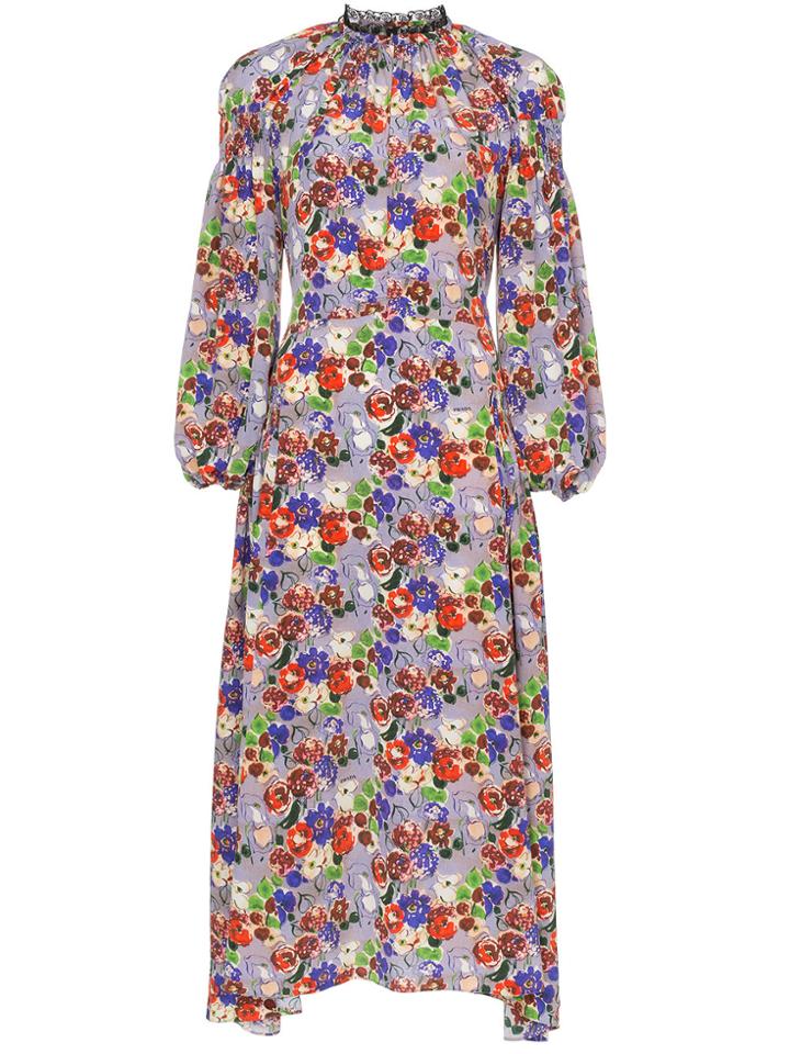 Prada Silk Floral Print Dress - Pink & Purple