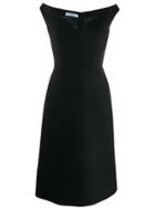 Prada Deep V-neck Midi Dress - Black