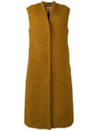 Erika Cavallini Sleeveless Open Front Coat - Brown