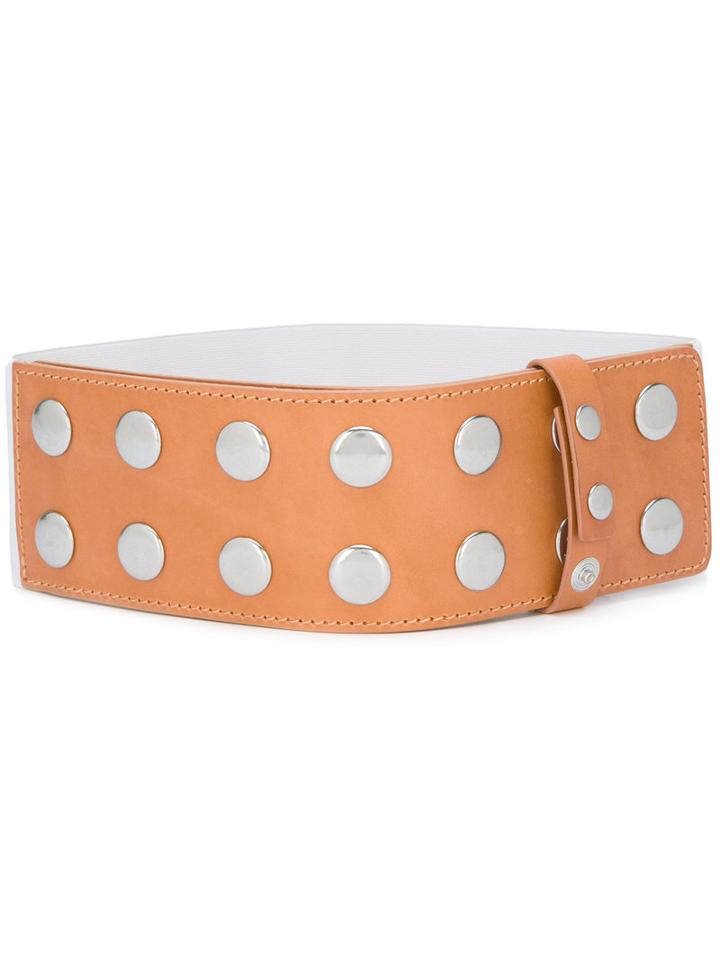 Mm6 Maison Margiela Studded Belt, Women's, Brown, Leather/brass