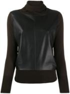 Snobby Sheep Leather Panel Jumper - Brown