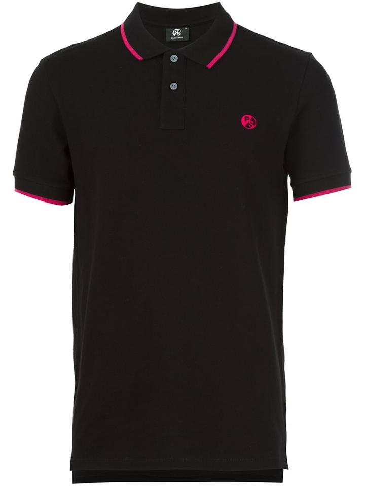 Ps By Paul Smith Contrast Stripe Polo Shirt, Men's, Size: Large, Black, Cotton