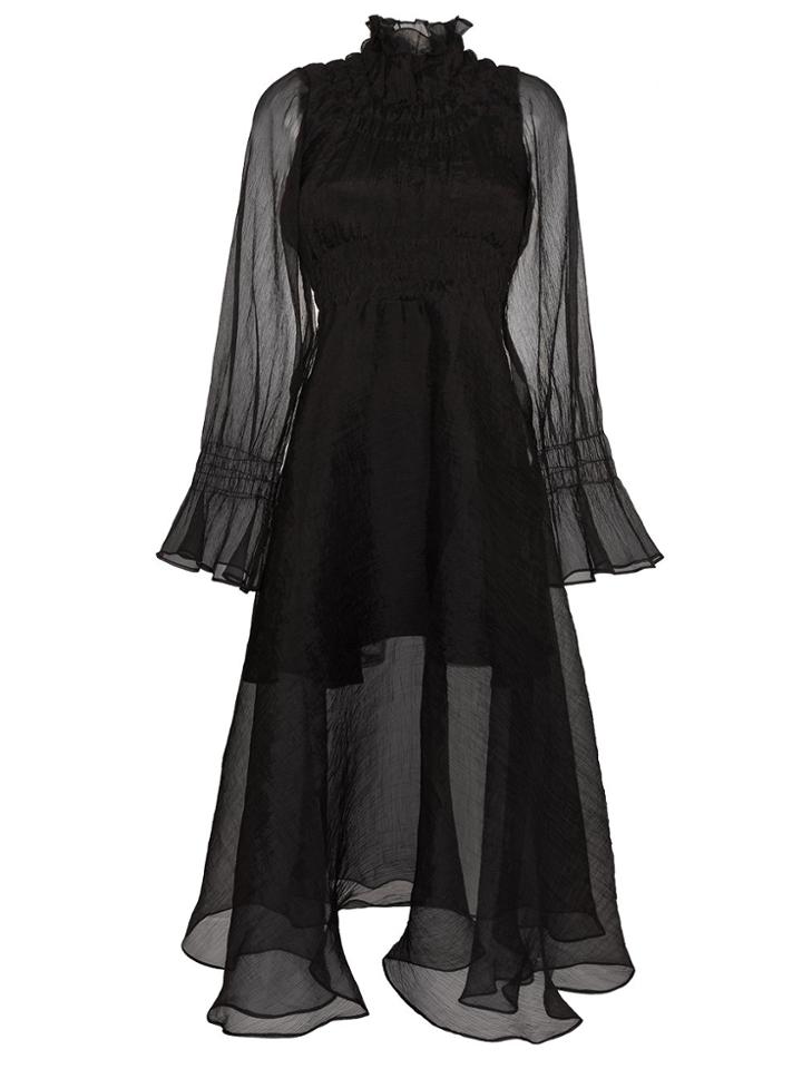 Beaufille Sol Silk Blend Chiffon Midi Dress - Black