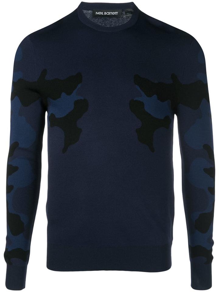 Neil Barrett Camouflage Intarsia Jumper - Black