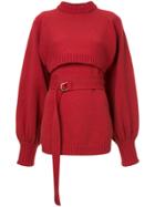 Irene Ribbed Knitted Sweater - Red