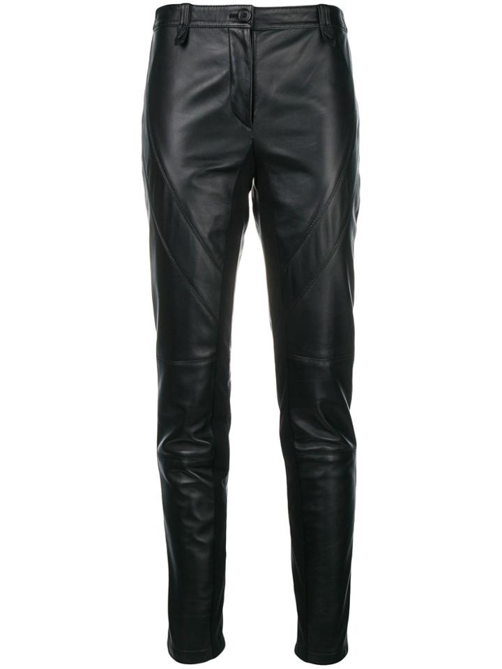 Alberta Ferretti Slim Fit Leather Trousers - Black