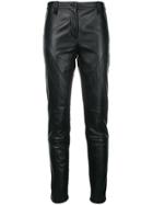 Alberta Ferretti Slim Fit Leather Trousers - Black