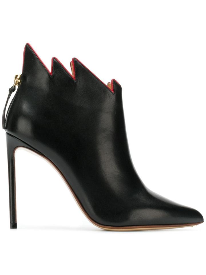 Francesco Russo Jagged Collar Boots - Black