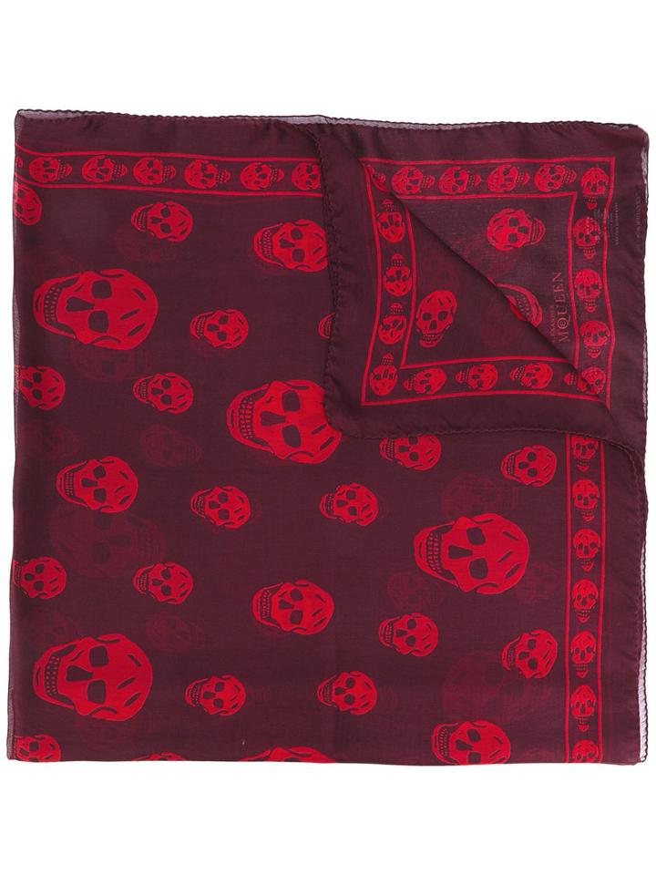 Alexander Mcqueen - Skull Print Scarf - Men - Silk - One Size, Red, Silk