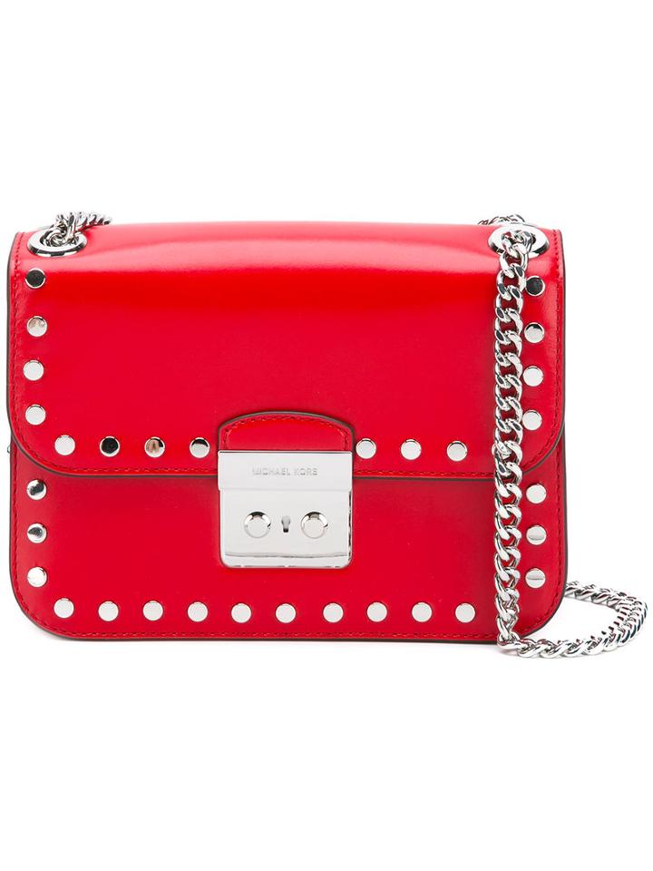 Michael Michael Kors Studded Chain Bag, Women's, Red, Calf Leather/metal