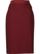 Mugler Stitch Detail Straight Skirt, Women's, Size: 38, Red, Polyamide/spandex/elastane/viscose