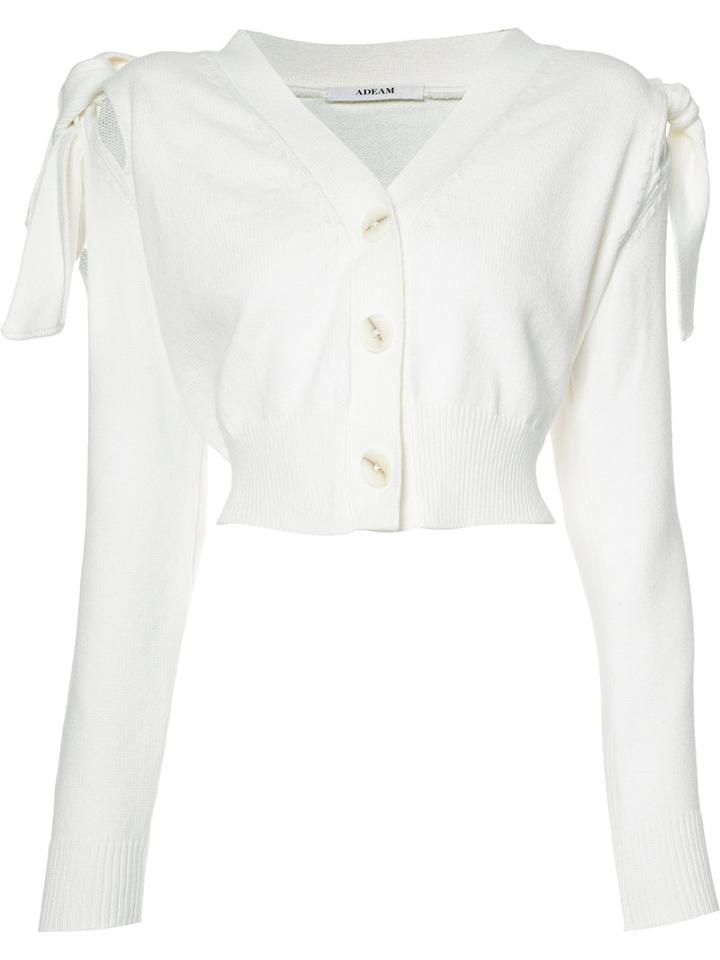 Adeam Knot Detail Cropped Cardigan, Women's, Size: Xs, White, Cotton/polyester