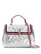 Ermanno Scervino Metallic Foldover Shoulder Bag - Silver