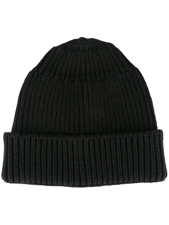 Stone Island Shadow Project Ribbed Knit Beanie, Men's, Black, Cotton/polyester