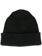 Stone Island Shadow Project Ribbed Knit Beanie, Men's, Black, Cotton/polyester