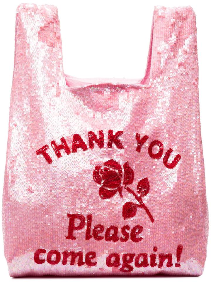 Ashish Thank You Sequin Embellished Tote - Pink & Purple