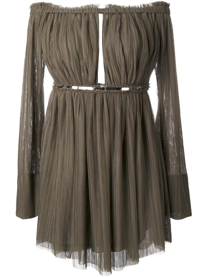 Jay Ahr Gold-tone Detail Longsleeved Dress, Women's, Size: 36, Green, Polyester