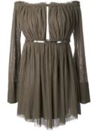 Jay Ahr Gold-tone Detail Longsleeved Dress, Women's, Size: 36, Green, Polyester