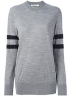 T By Alexander Wang Sleeve Stripe Sweater, Women's, Size: Small, Grey, Cotton/merino