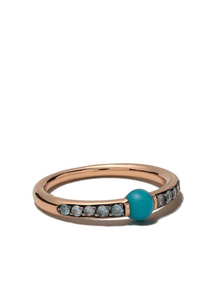 Pomellato 18kt Rose Gold M'ama Non M'ama Turquoise And Zircon Ring -