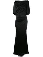 Talbot Runhof - Draped Fitted Evening Gown - Women - Polyester/triacetate/viscose - 44, Black, Polyester/triacetate/viscose