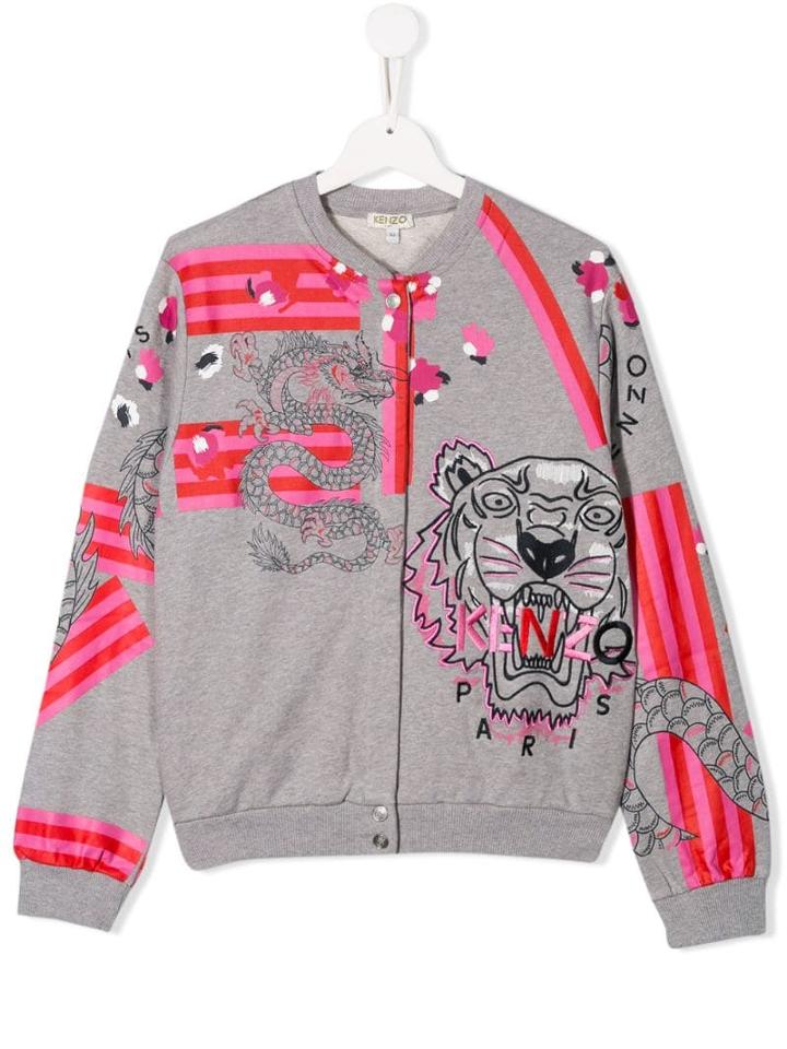 Kenzo Kids Teen Logo Print Cardigan - Grey