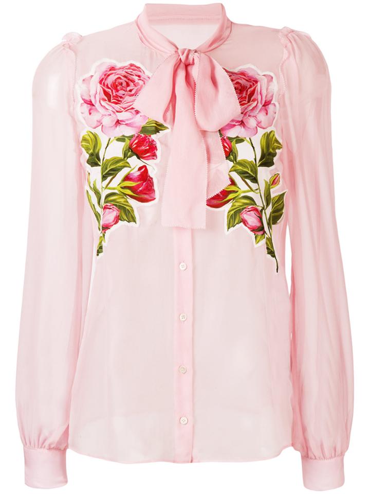 Dolce & Gabbana Floral See-through Shirt - Pink & Purple